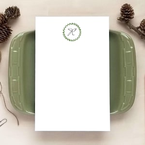 Greenery Wreath Stationery - Initial Monogram Notepad - Gift for Women