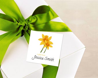 Daffodil Enclosure Card - Personalized Gift Tags - Floral MNI Cards - Daffodil Favor Tags