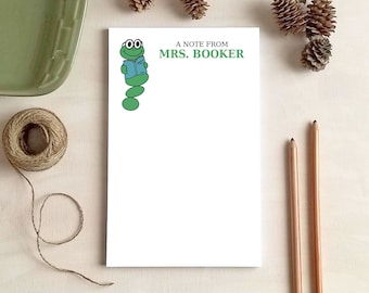 Teacher Gift - Bookworm Notepad - Personalized Teacher Notepads - Stationery Gifts for Teachers