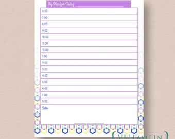 Hexagon, Printable Daily Planner, Schedule Organizer, Instant Download