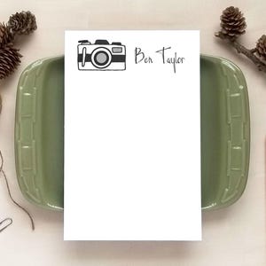 Personalized Notepad - Retro Camera Notepad - Stationery Gifts for Photographers