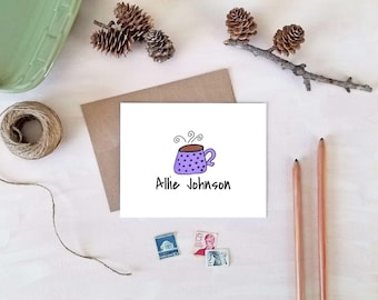 Coffee Mug Note Cards - Personalized Stationery Gifts