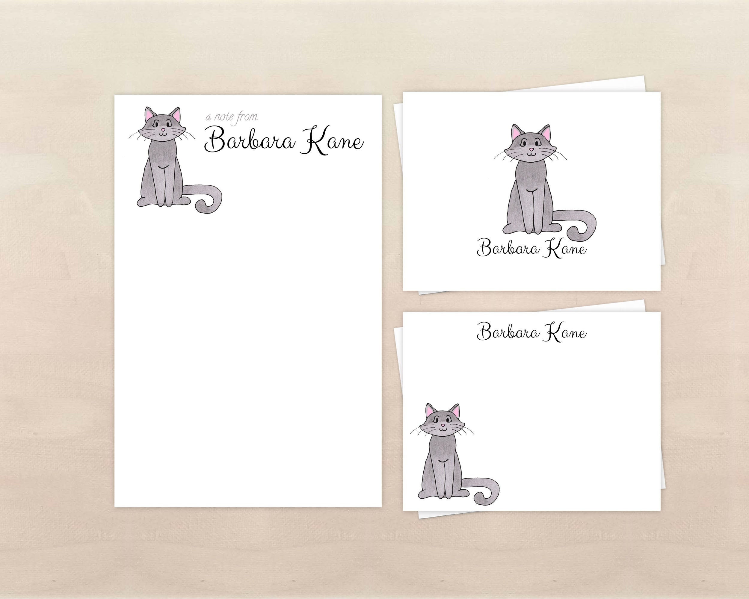 Personalized Cat Stationery Set Custom Kitty Gift Etsy