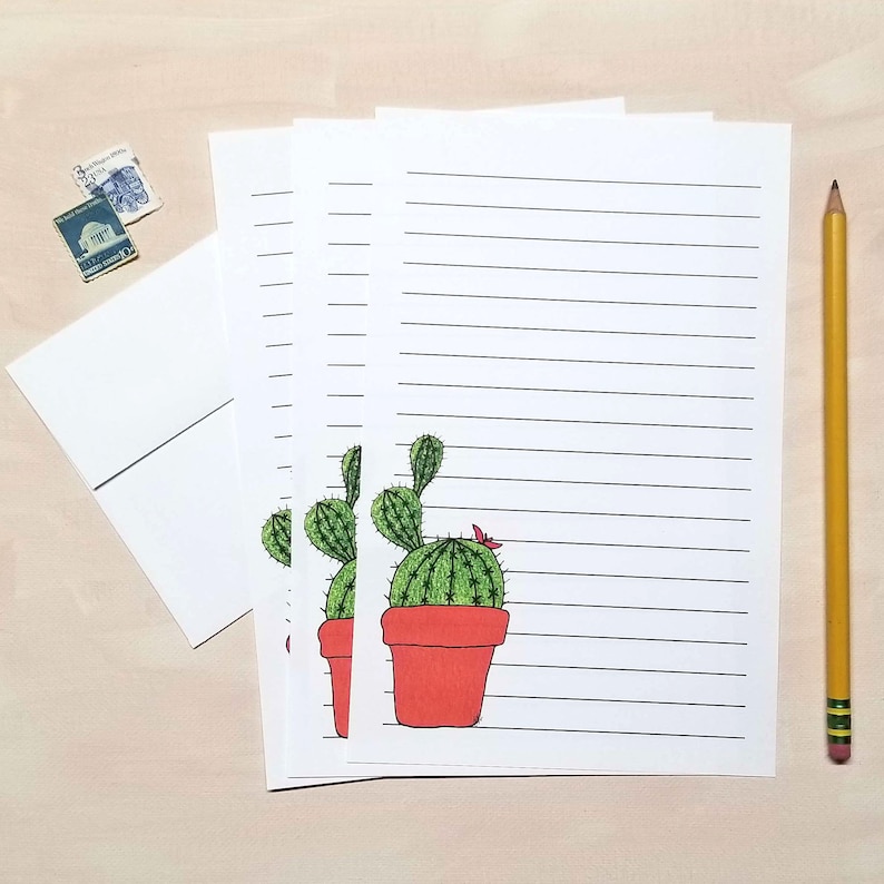 Cactus Stationery Paper with Envelopes Cactus Stationery Paper with Envelopes