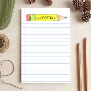 Teacher Gift - Paper and Pencil Notepad - Personalized Stationery