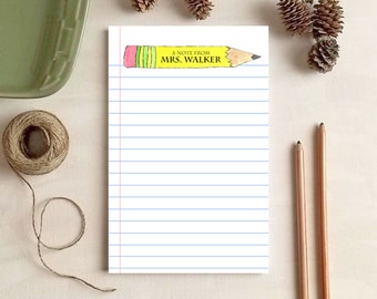 Teacher Gift - Paper and Pencil Notepad - Personalized Stationery