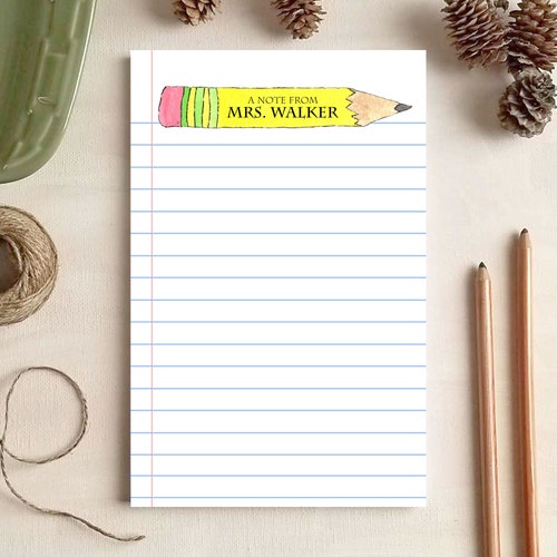 Teacher Gift Paper and Pencil Notepad Personalized Etsy