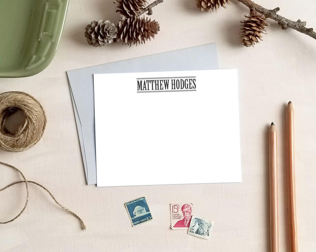 Personalized Note Card Set for Men: Flat Stationery Gifts - Etsy