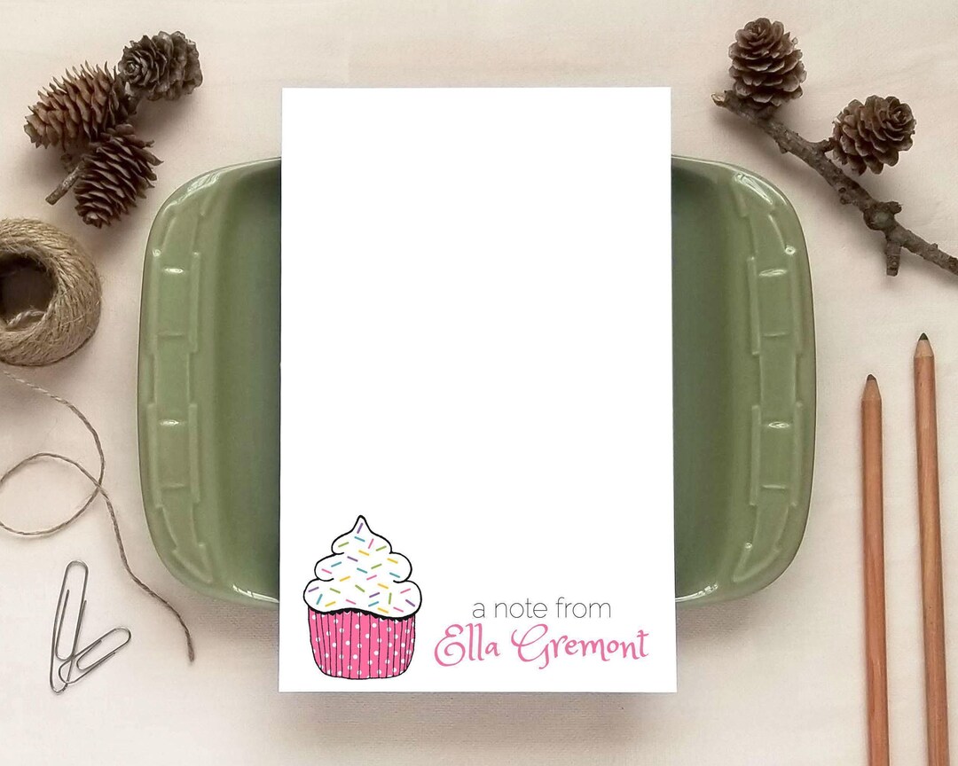 Personalized Notepad - Birthday Cupcake Notepad - Birthday Stationery ...