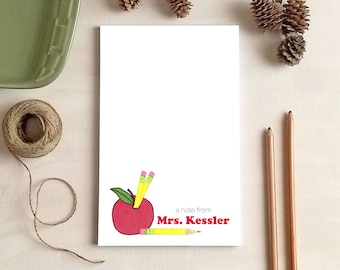 Apple & Pencil Notepad - Personalized Notepads - Stationery Gifts for Teachers