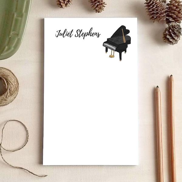 Pianist Gift - Grand Piano Notepad - Personalized Stationery Gift for Pianist or Music Teacher