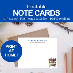 Printable Book Rack Note Cards - Personalized Gift for Librarians - Back to School - Print at Home PDF