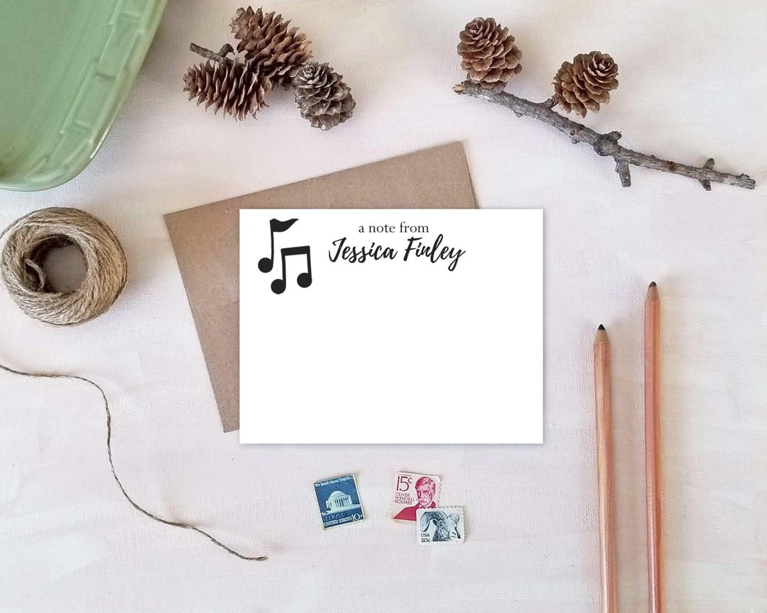 Personalized Note Cards - Music Notes Stationery Gifts for Musicians ...