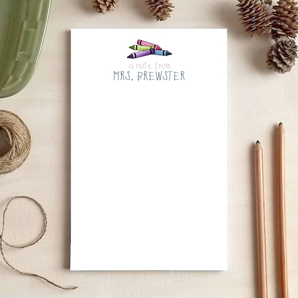Teacher Notepad - Crayon Notepad - Personalized Notepads - Stationery Gifts for Teachers