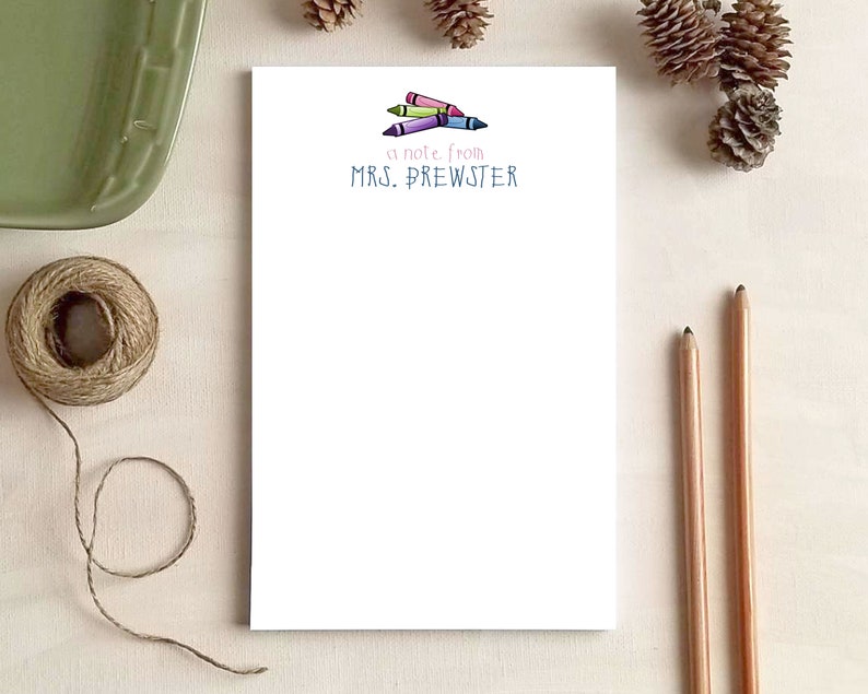 Teacher Notepad Crayon Notepad Personalized Notepads Stationery Gifts for Teachers image 1