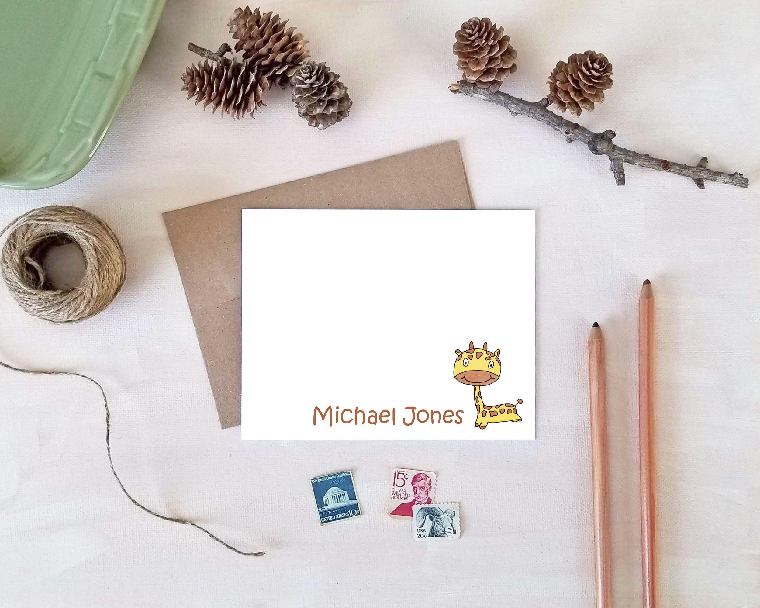Giraffe Stationery Gift Set - Personalized Stationery for Kids ...