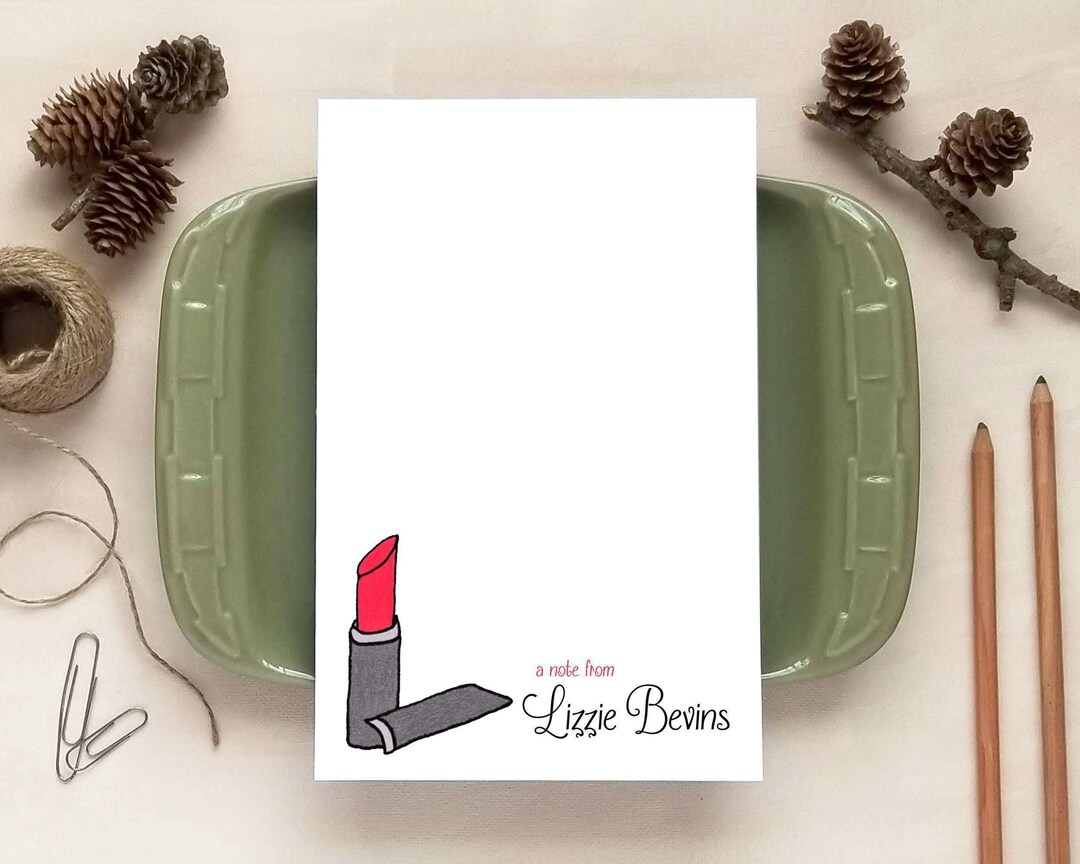 Makeup Theme Notepad Lipstick Notepad - Custom Stationery Gifts for Beautician or Makeup ...
