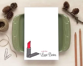Lipstick Notepad - Custom Stationery Gifts for Beautician or Makeup Artist - Personalized Notepad