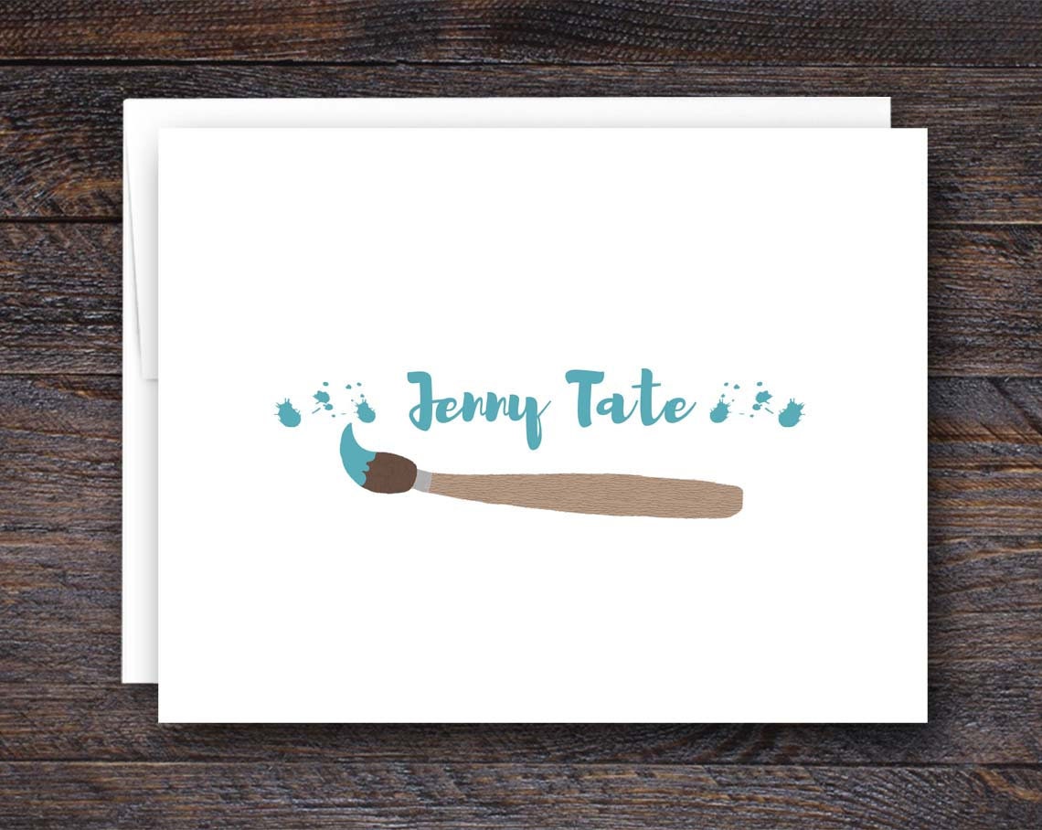 Paintbrush Note Cards Personalized Art Teacher Gifts Etsy