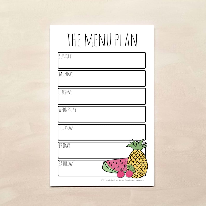 Magnetic Weekly Meal Planner Notepads from VLHamlinDesign