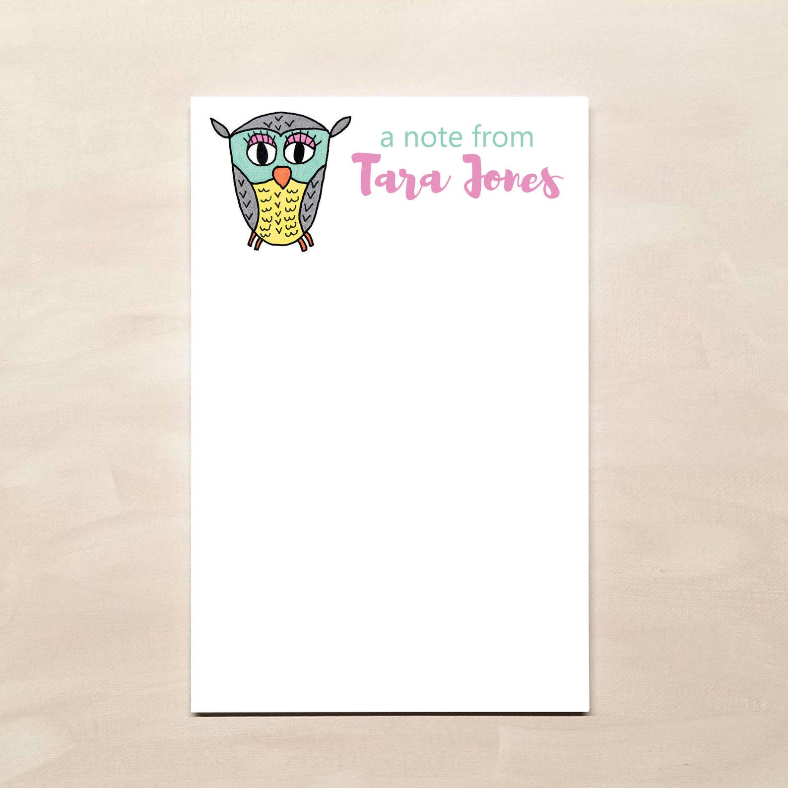 Owl Notepad for Her Personalized Notepads Stationery Gifts Etsy
