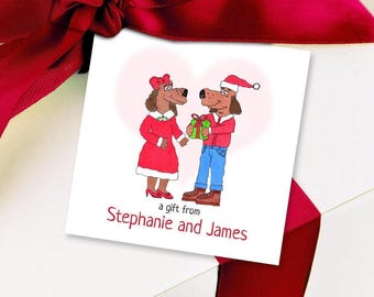 Puppy Love Gift Tags Christmas Enclosure Cards Personalized MINI Cards Xmas Favor Tags