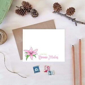 Personalized Stationery Set Pink Lily Notepad & Note Cards - Etsy