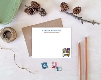 Book Rack Note Cards - Personalized Gift for Language Teachers or Librarians - Back to School