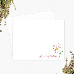 Printable Personalized Note Cards - Pink Daisy Note Card Set - Floral Gifts for Women - Print at Home PDF