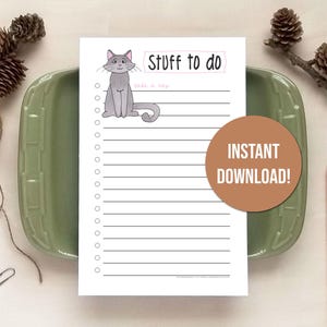 Printable Daily Task Planner - Cat Nap To Do List - Instant Download