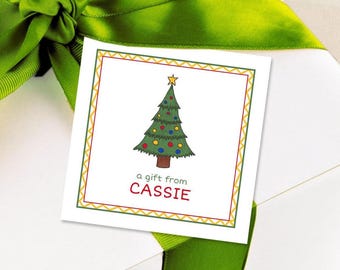 Personalized Christmas Tree Gift Tags: Enclosure Cards