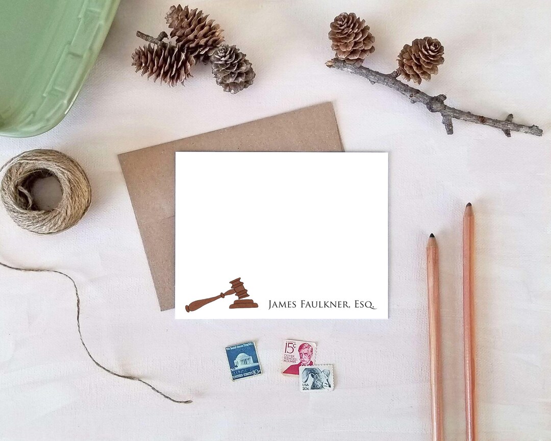 Judgment Card Custom Personalized Judge Gavel Note Cards - Custom Stationery Gift for Judges ...