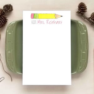 Personalized Teacher Gift - Pencil Notepad - Watercolor Stationery Gift for Teachers Bild 1