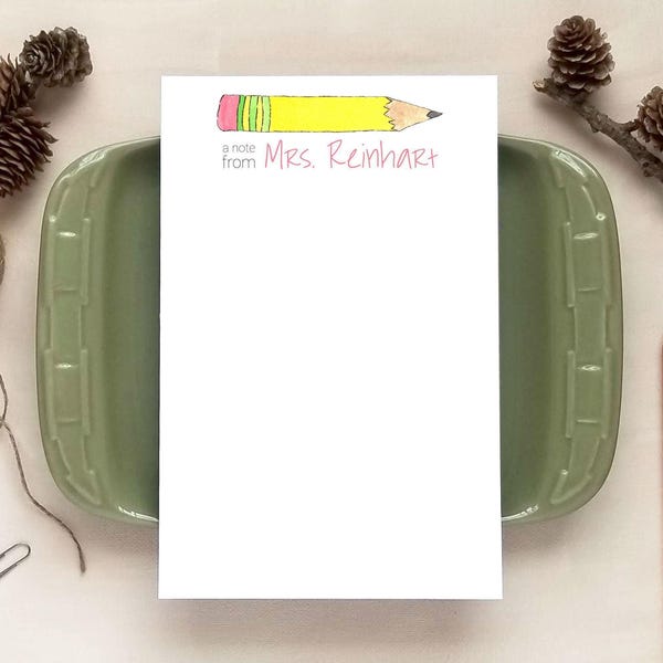 Watercolor Pencil Notepad - Personalized Notepads - Stationery Gifts for Teachers - 4 Sizes Available!
