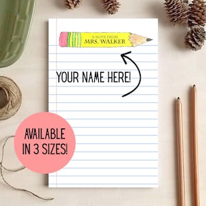 Teacher Gift - Paper and Pencil Notepad - Personalized Notepad - Gifts for Teachers