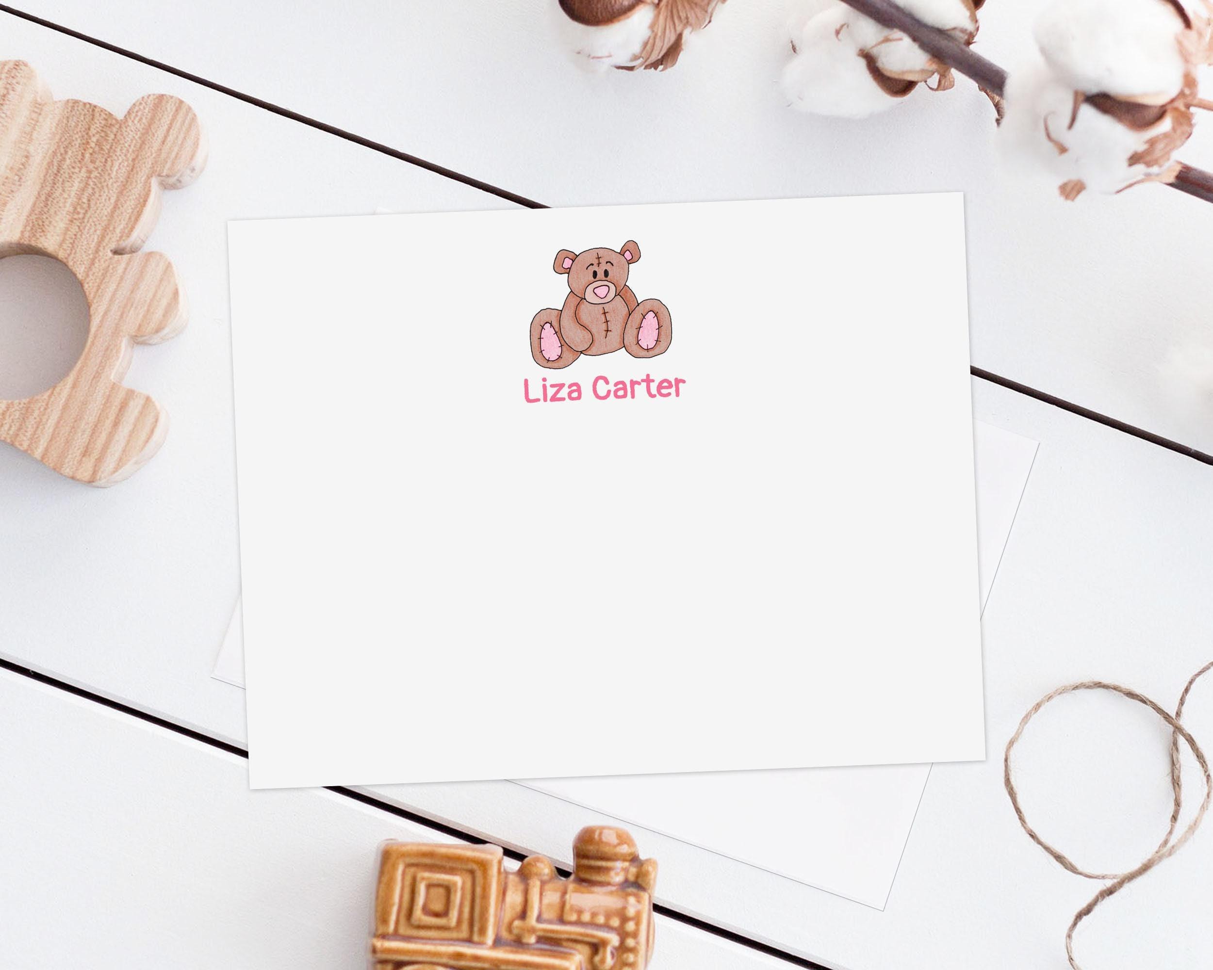 Teddy Bear Note Cards - Personalized Stationery for Kids - Etsy