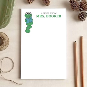 Bookworm Notepad - Cute Stationery Gifts for Teachers Readers Librarians - Personalized Notepad