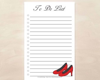 Red High Heels To Do List Notepad