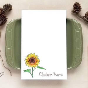 Sunflower Notepad - Floral Stationery Gift - Personalized Notepad for Women