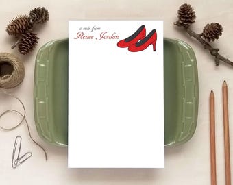 Personalized Notepad - Red High Heels Notepad - Cute Gift for Shoe Lovers