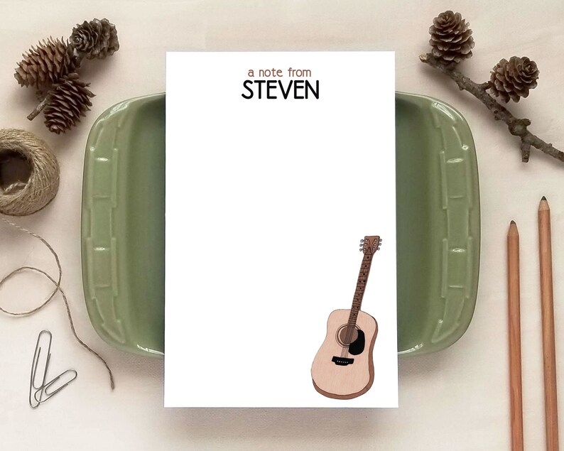Personalized Notepad Guitar Notepad Gifts for Musicians Guitar Gift image 1