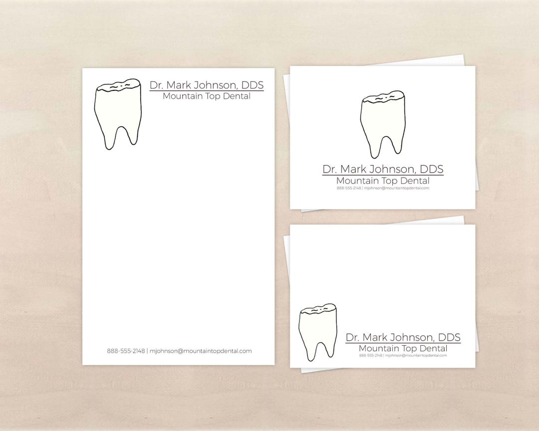 Tooth Note Paper Dentist Gift - Tooth Stationery Set - Personalized Dental Note Cards ...