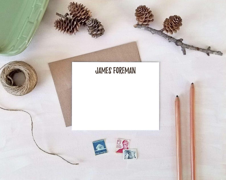 Personalized Note Cards for Men: Folded Stationery Set - Etsy