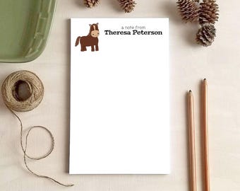 Personalized Horse Notepad for Kids - Custom Notepads - Stationery Gifts for Children