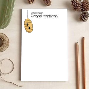 Bee Hive Notepad - Personalized Notepad - Stationery Gift for Beekeepers image 1