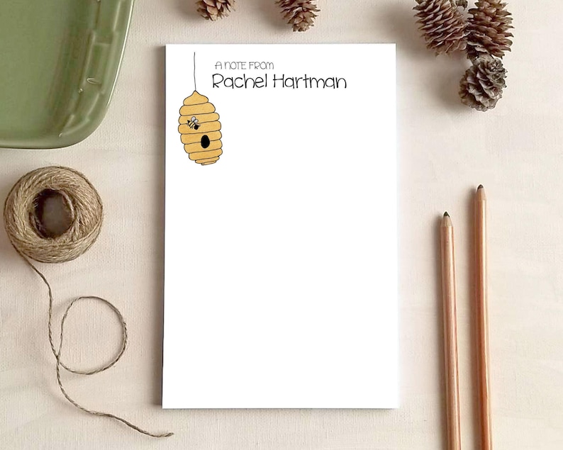 Bee Hive Notepad - Personalized Notepad - Stationery Gift for Beekeepers image 1
