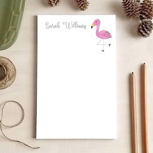 Watercolor Flamingo Notepad - Tropical Stationery Gifts for Women - Personalized Notepad
