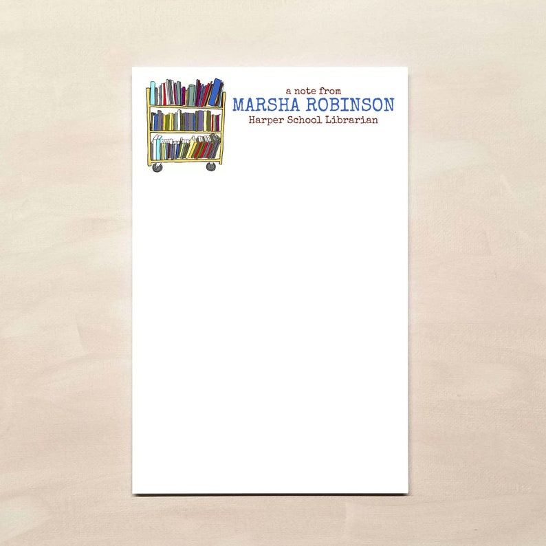 Book Rack Notepad for Teachers or Librarians Personalized Notepads Stationery Gifts image 2