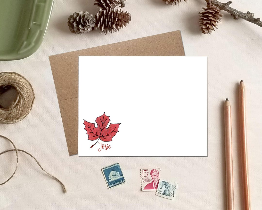Maple Leaf Cards - Personalized Note Cards - Fall Stationery Gifts - Etsy