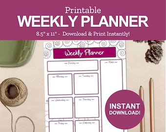 Printable Weekly Planner Weekly Family Schedule Task Plan for Mom Instant Download